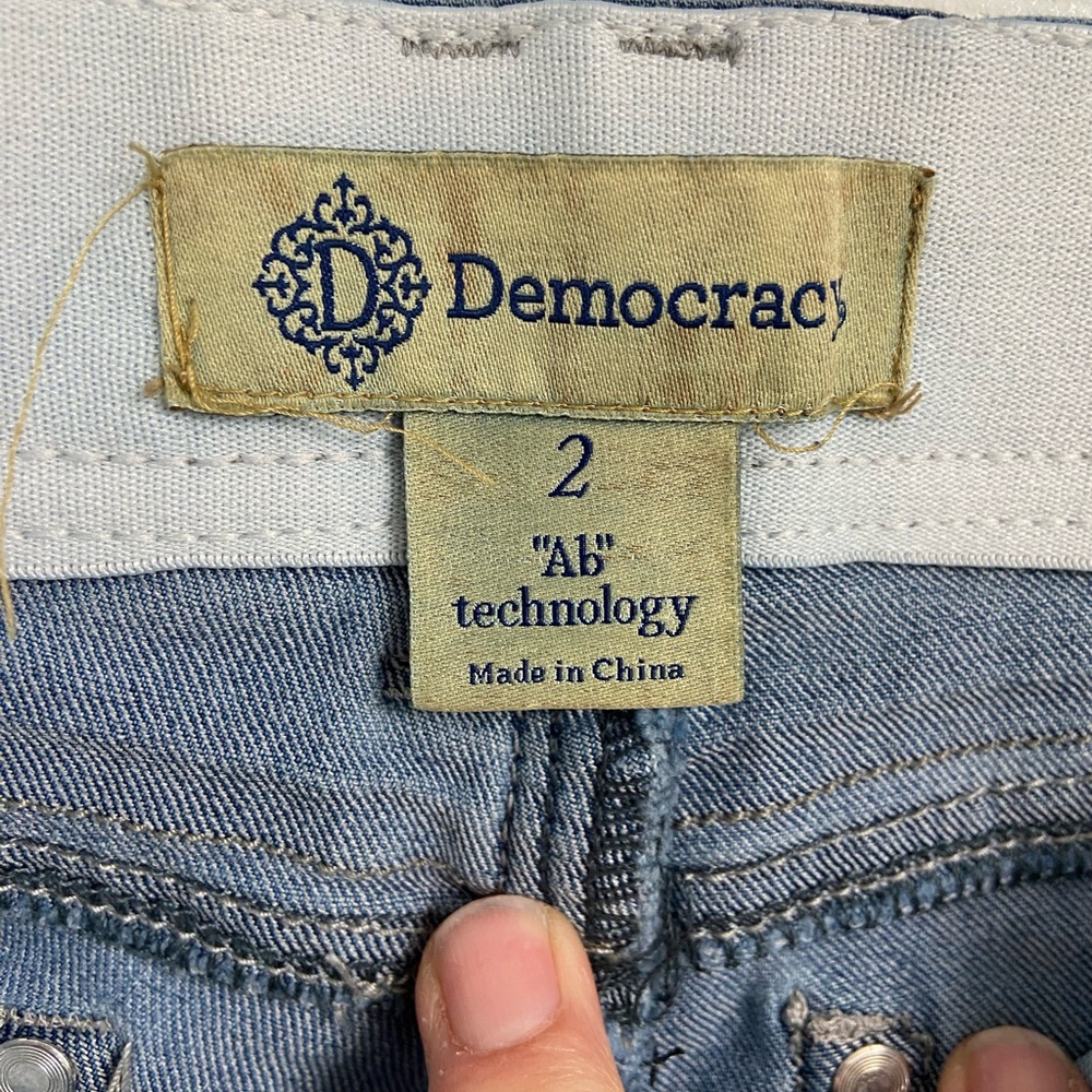 Democracy Women’s Jeans Size 2 Ab Technology Blue Skinny Leg Mid Rise Distressed - Picture 6 of 8